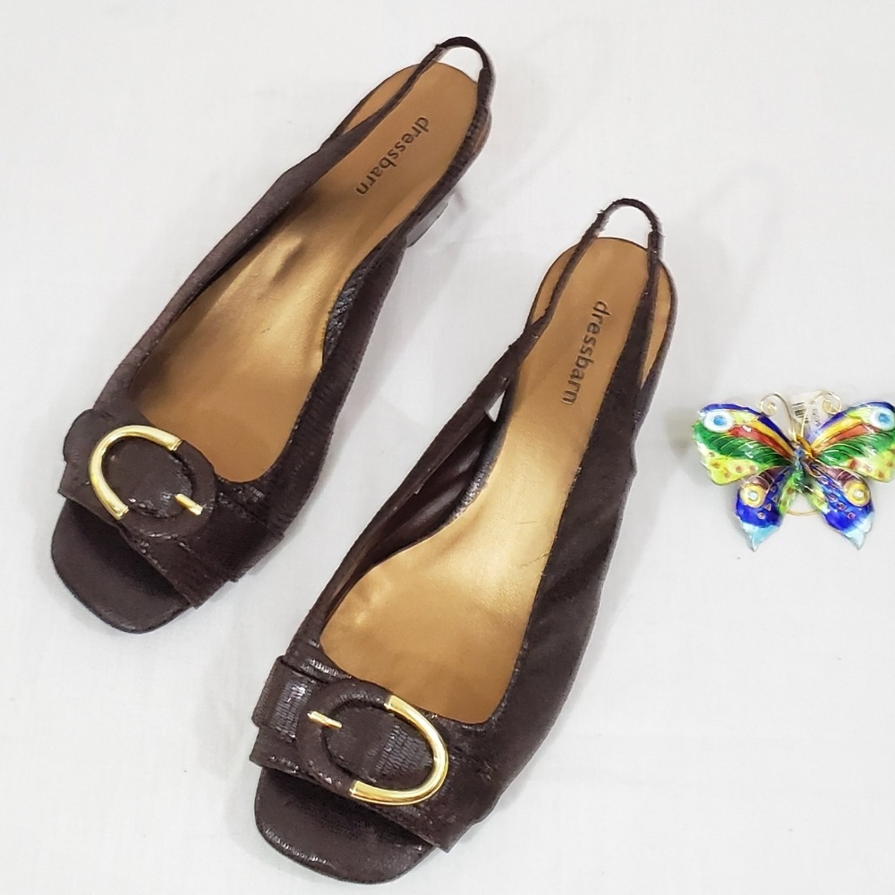 Brown Sling-back Open-toe Dress Barn Shoe